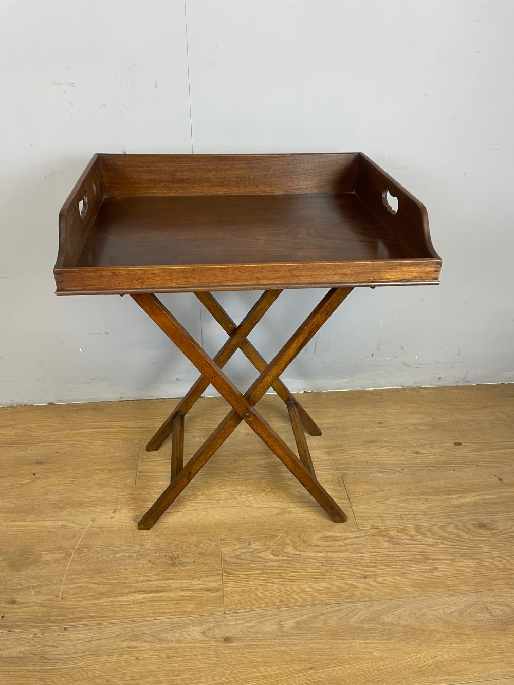 C19TH mahogany butlers tray on stand  View III