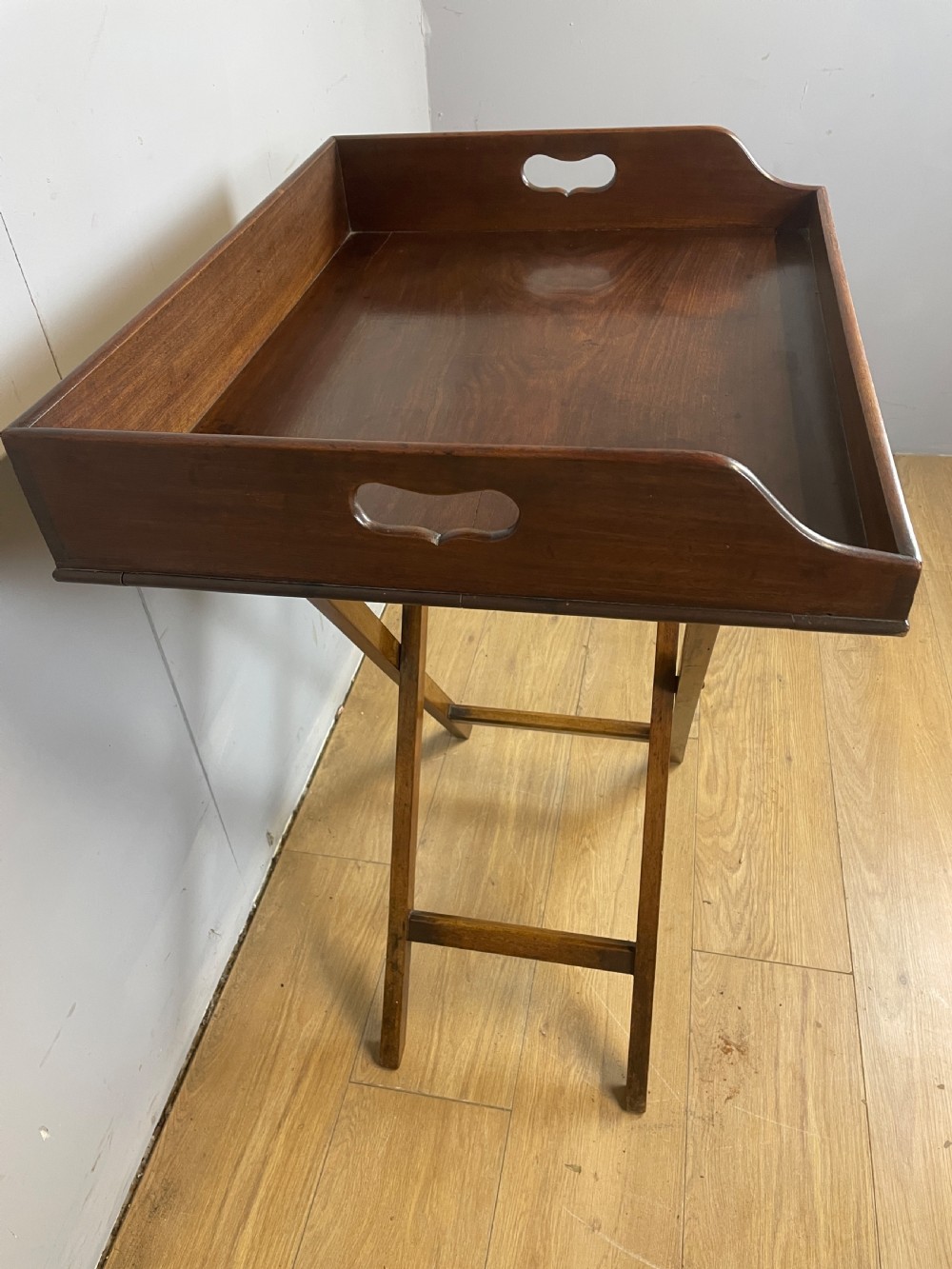 C19TH mahogany butlers tray on stand  View IV