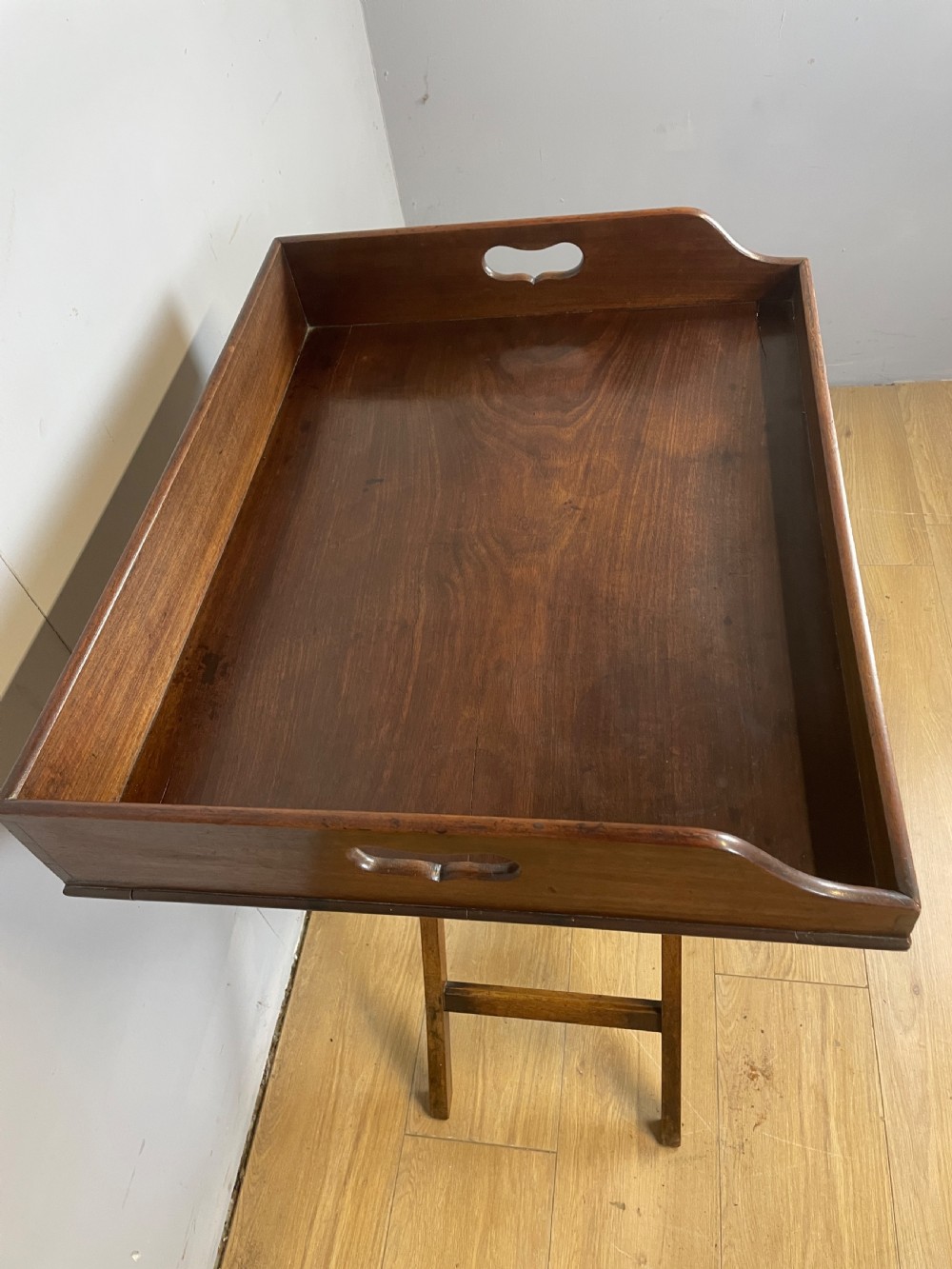 C19TH mahogany butlers tray on stand  View V