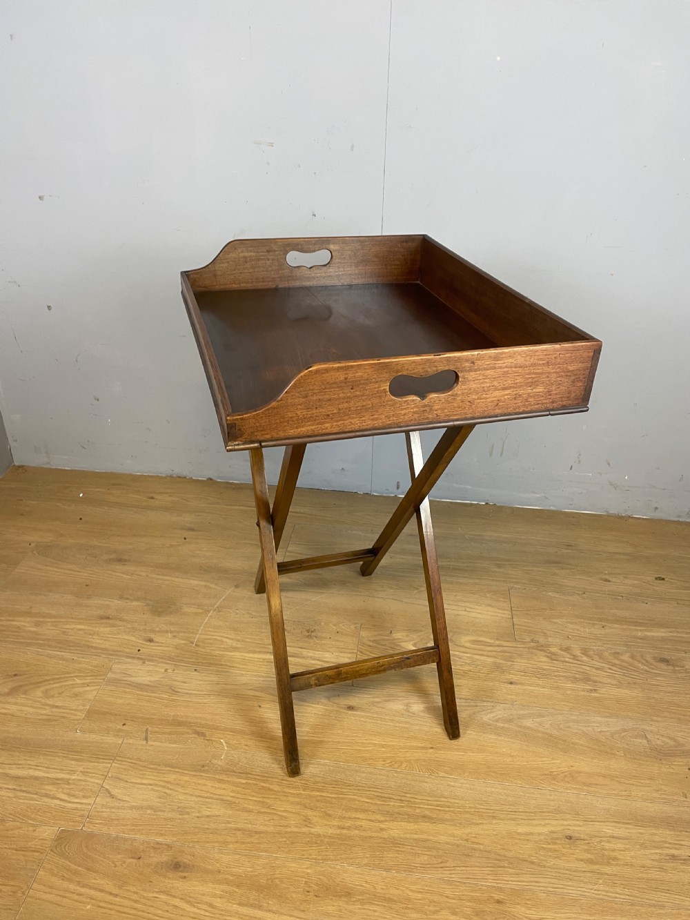 C19TH mahogany butlers tray on stand  View VII