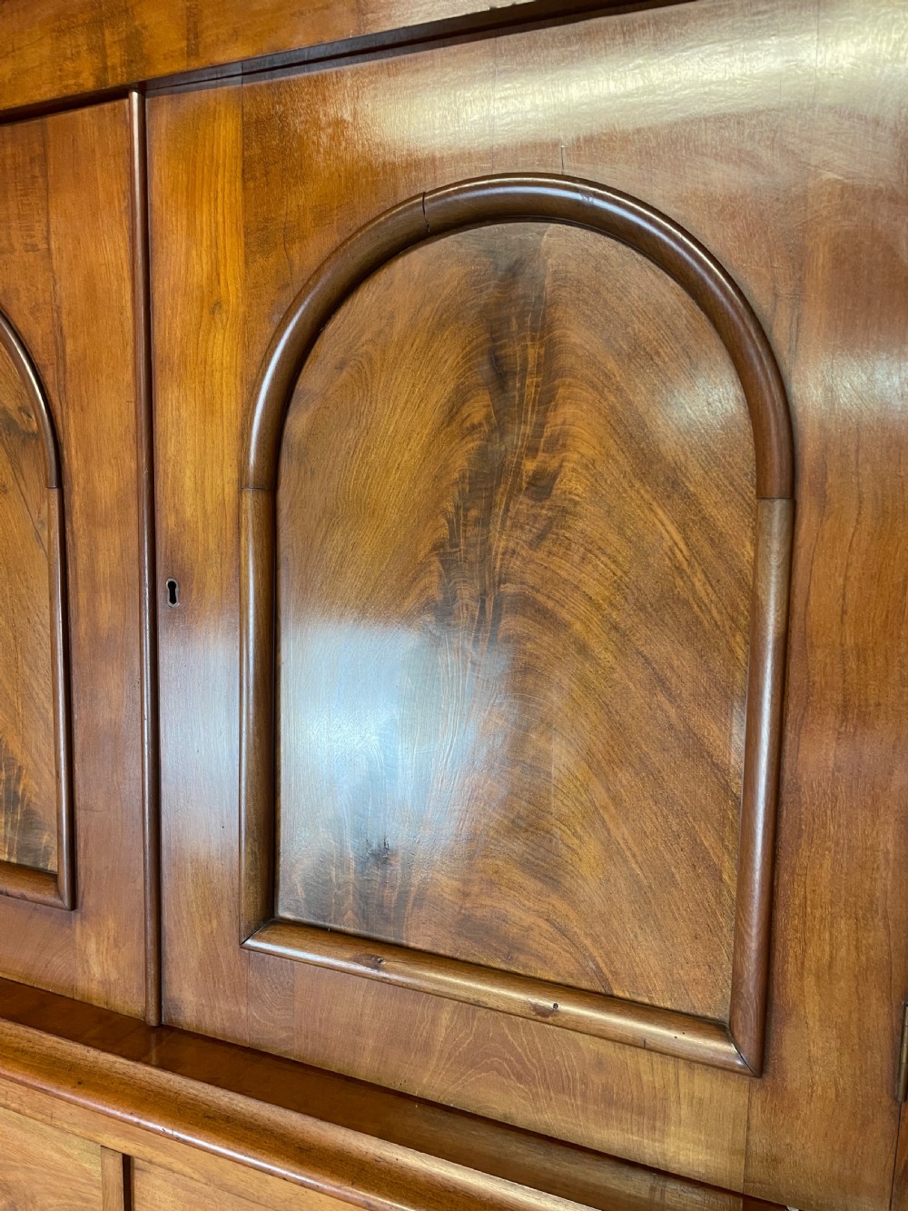 C19TH country house flame mahogany four door wardrobe  View XV