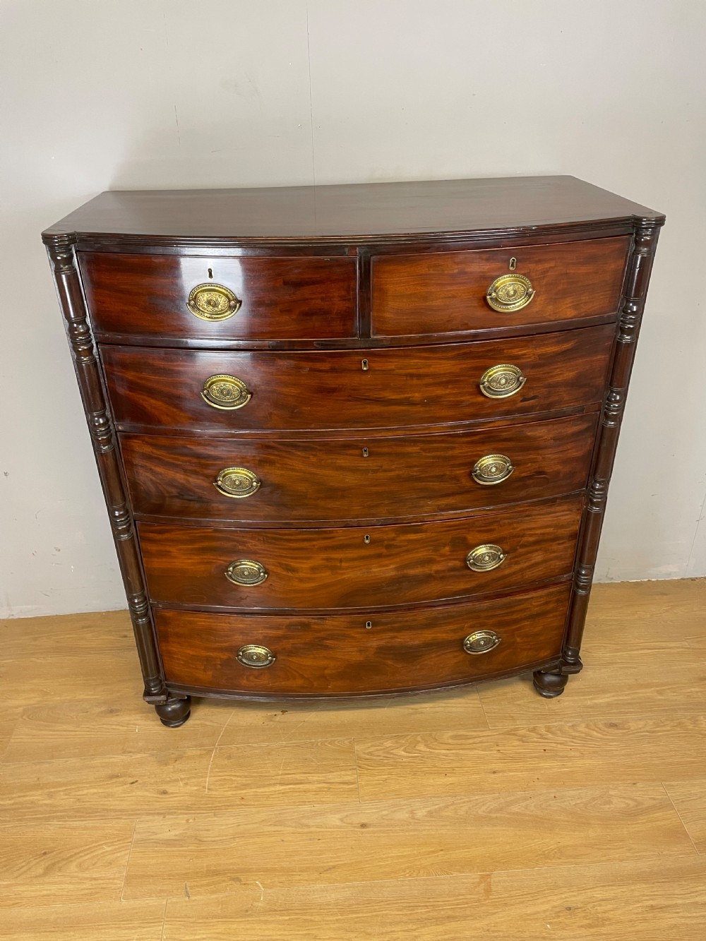 Regency mahogany bow front chest of drawers  View XIII