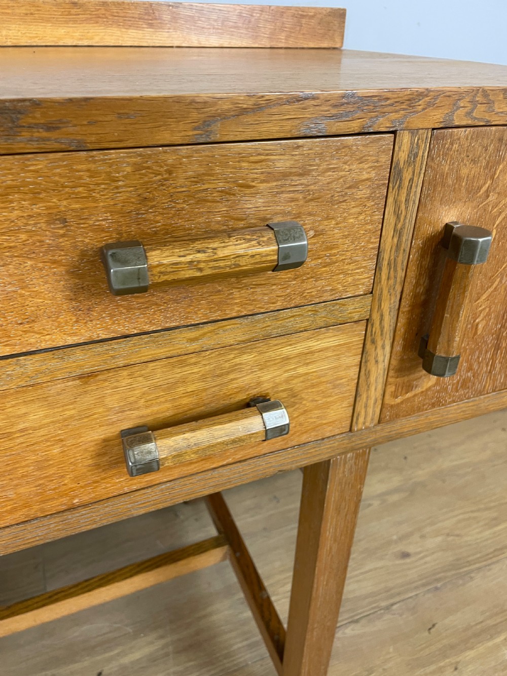 Art Deco solid golden oak side cabinet  View III
