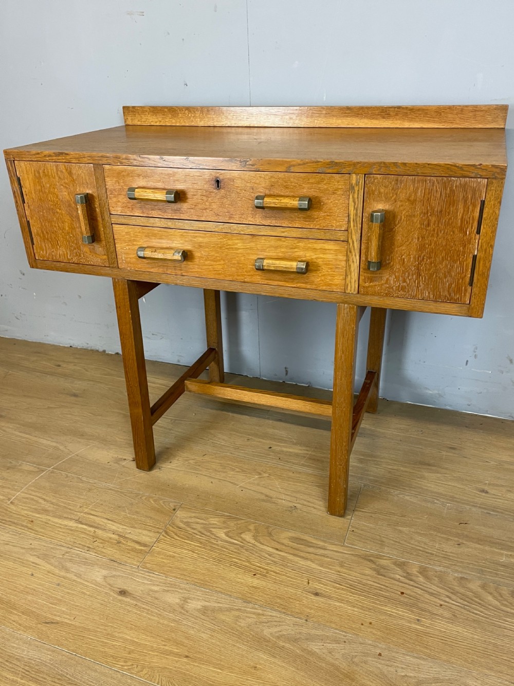 Art Deco solid golden oak side cabinet  View V