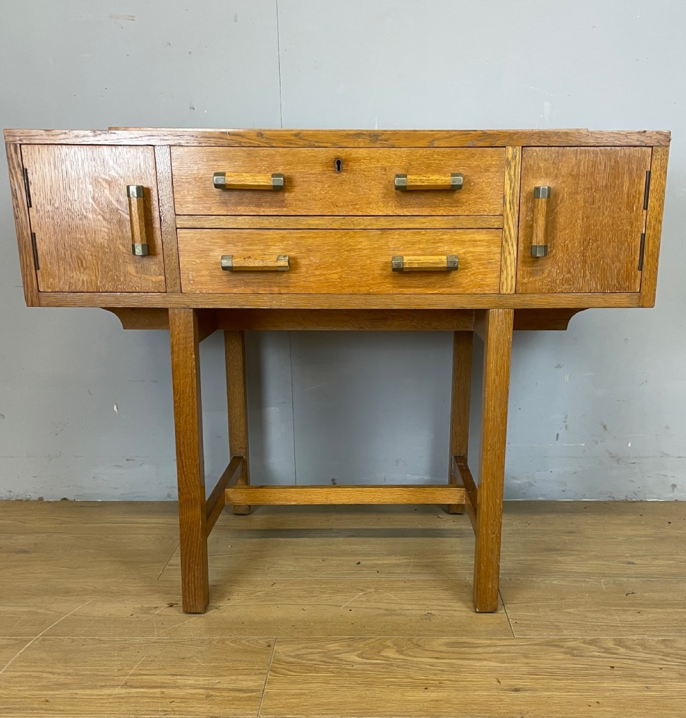 Art Deco solid golden oak side cabinet  View X