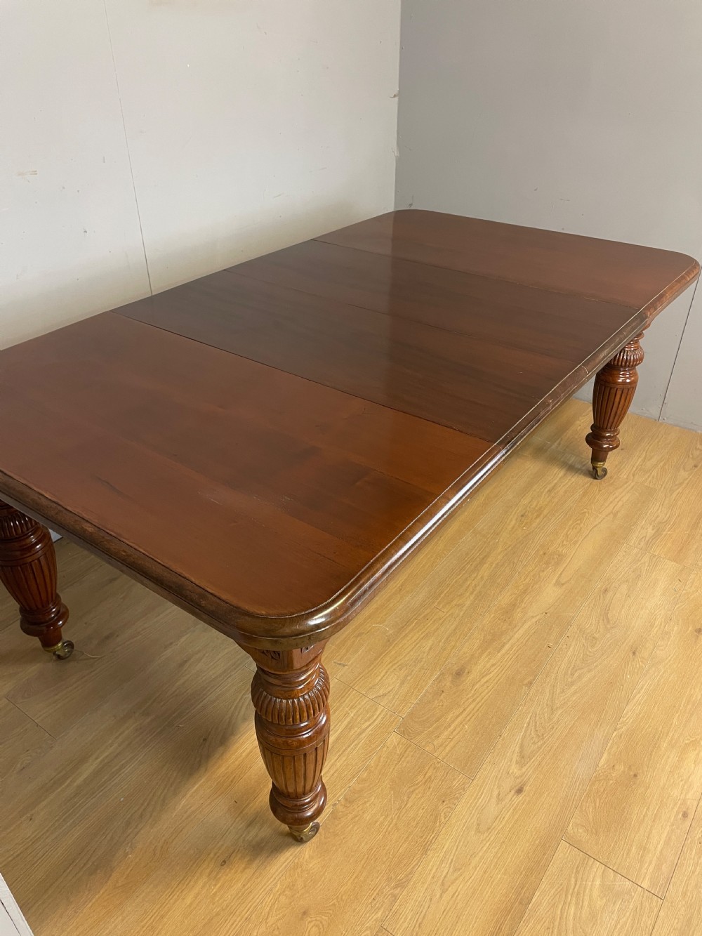 C19TH solid walnut wind out dining table  View III