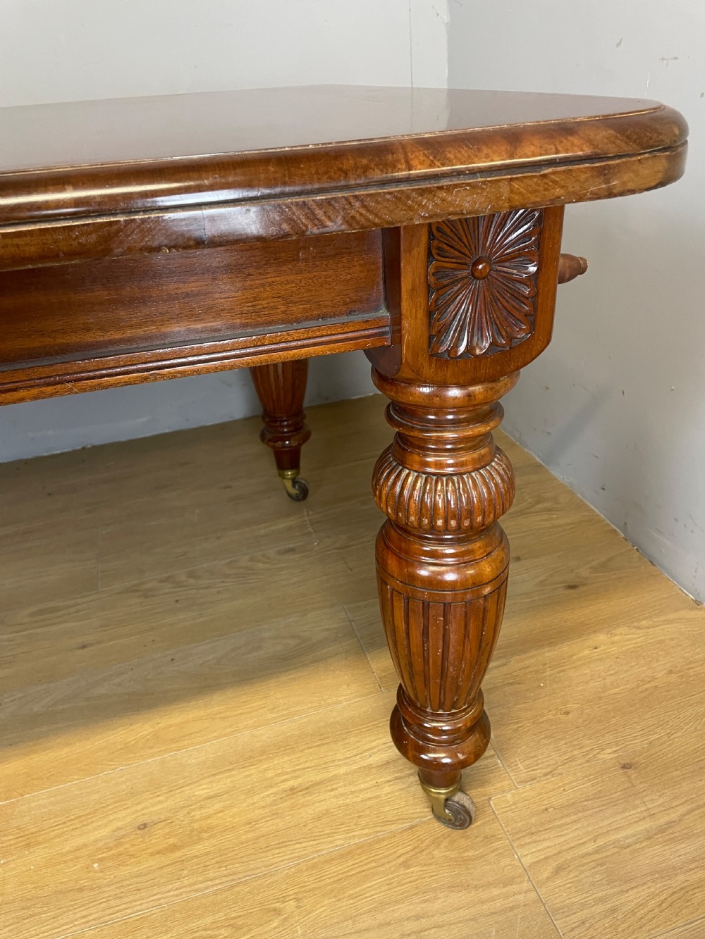 C19TH solid walnut wind out dining table  View V