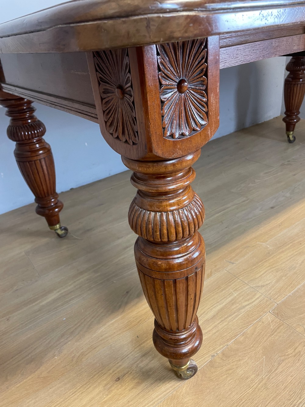C19TH solid walnut wind out dining table  View VI