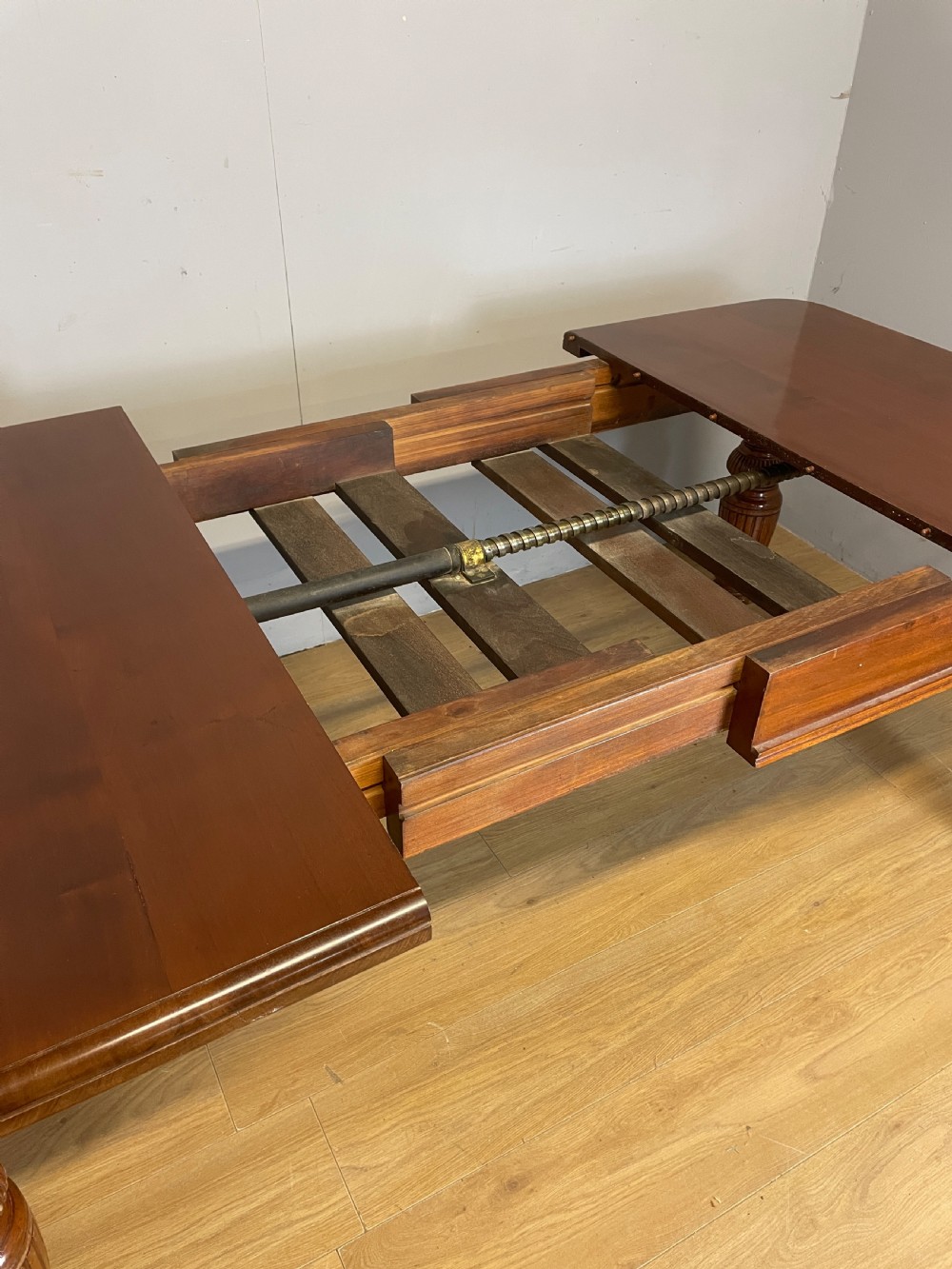C19TH solid walnut wind out dining table  View VII
