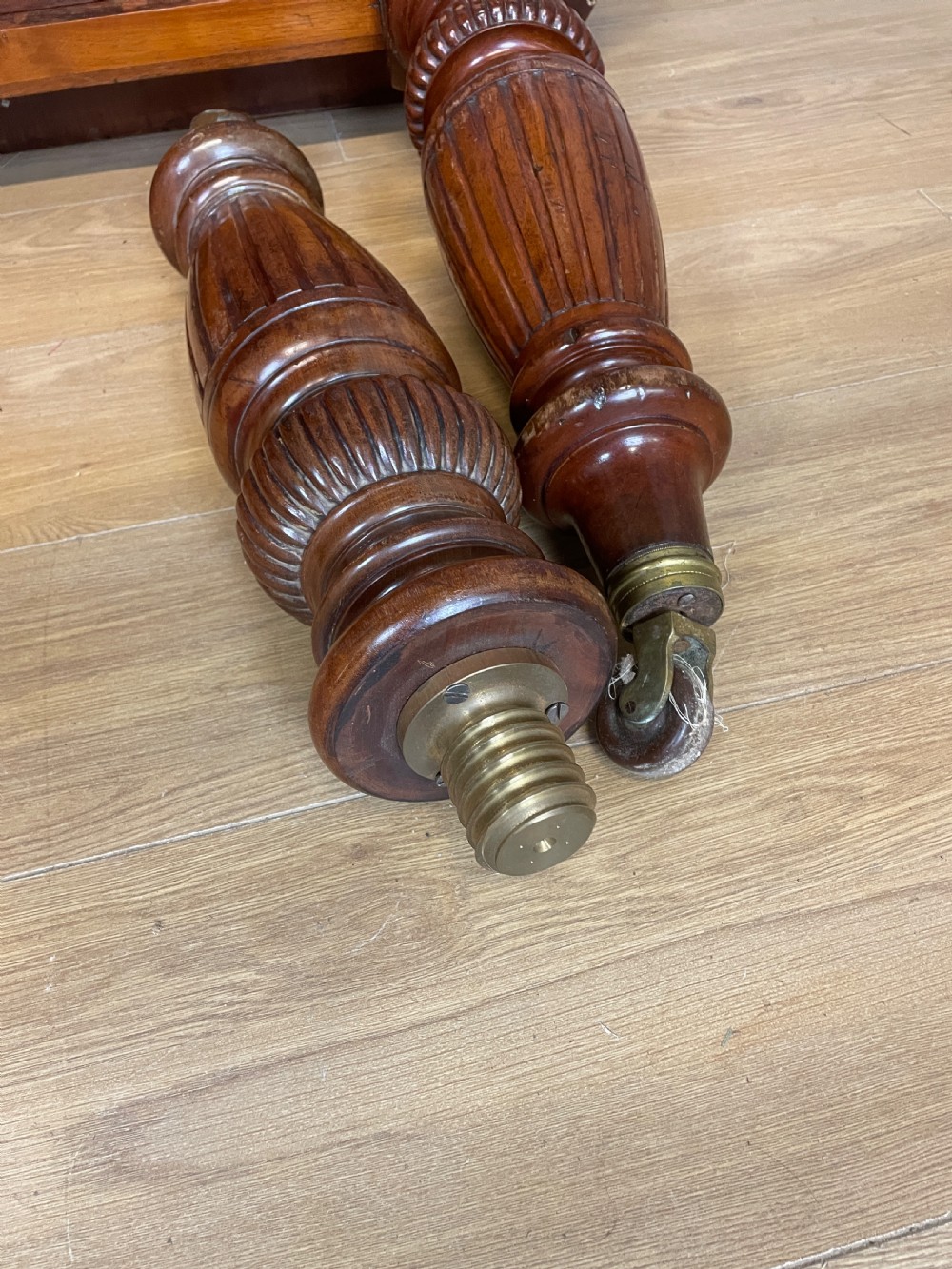 C19TH solid walnut wind out dining table  View X