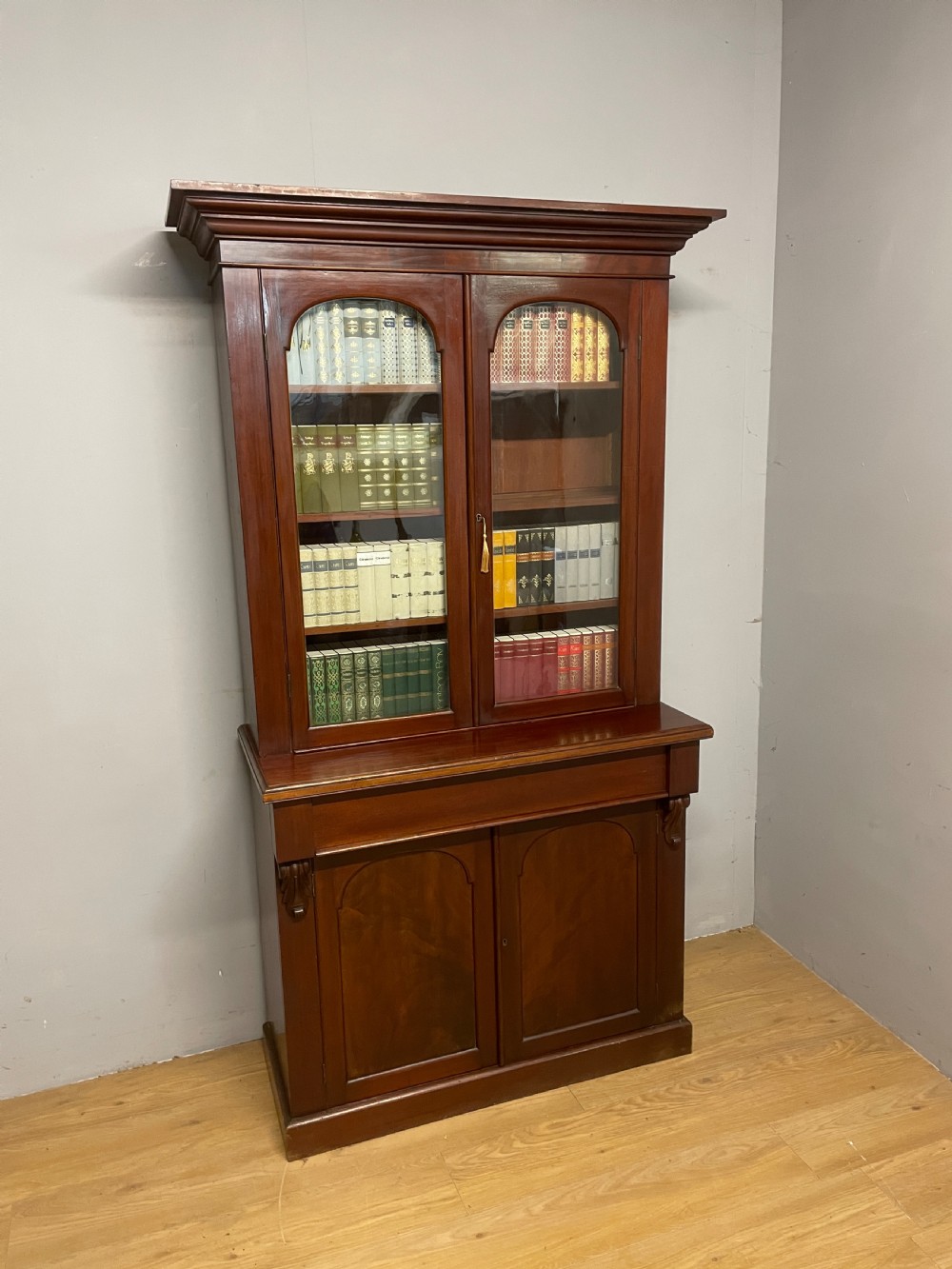 C19TH mahogany library bookcase over cupboard circa 1870 View II