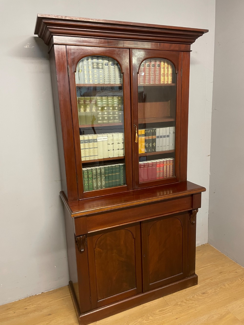 C19TH mahogany library bookcase over cupboard circa 1870 View III