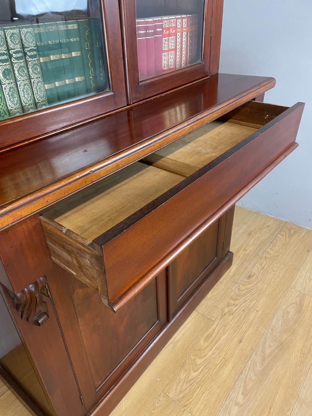 C19TH mahogany library bookcase over cupboard circa 1870 View XII