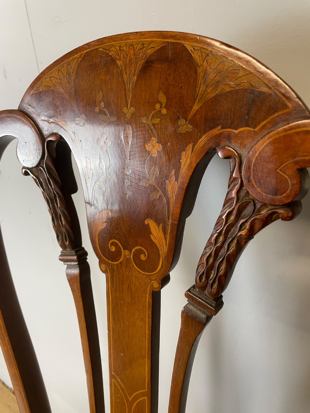 Edwardian inlaid mahogany musicians chair by Gane of Cardiff View V