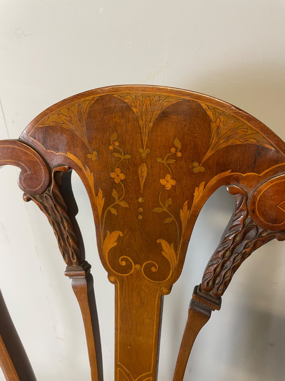 Edwardian inlaid mahogany musicians chair by Gane of Cardiff View VI