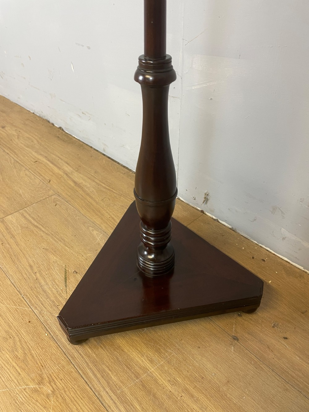 Regency mahogany wig stand on tripartite base  View II