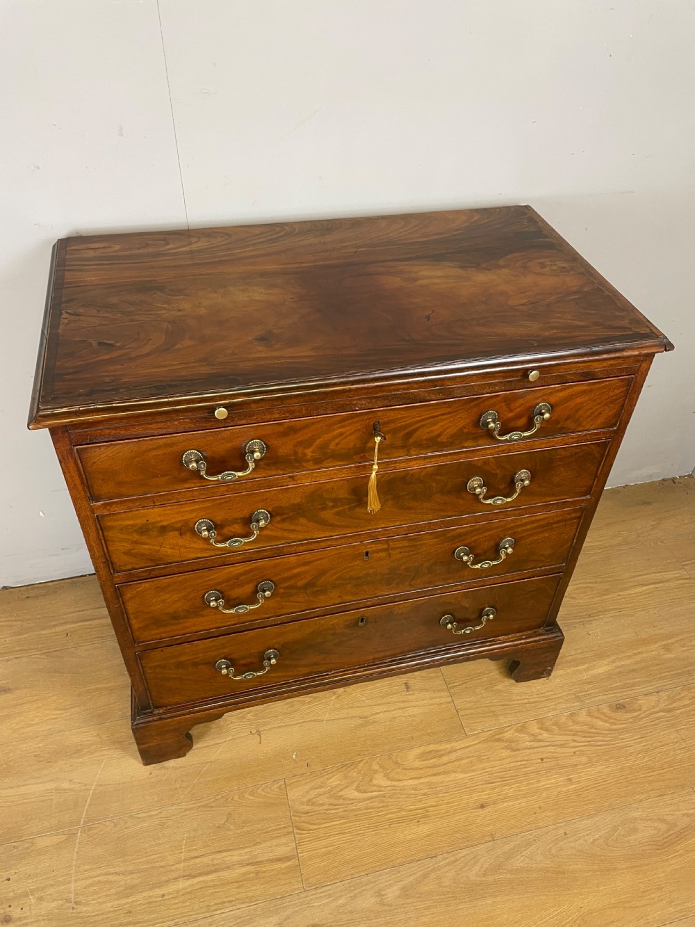 George III flame mahogany dressing chest circa 1770  View II