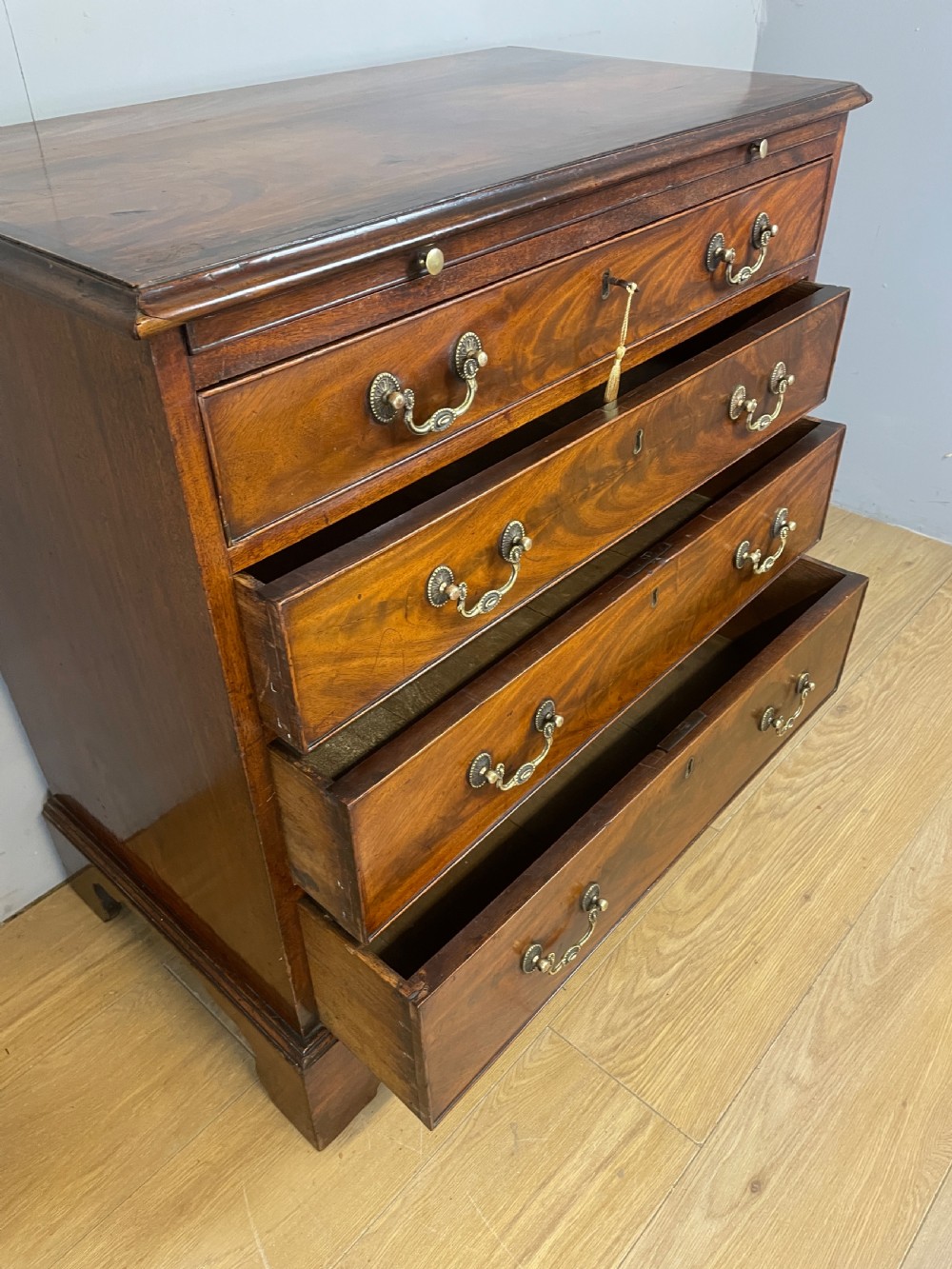 George III flame mahogany dressing chest circa 1770  View IX