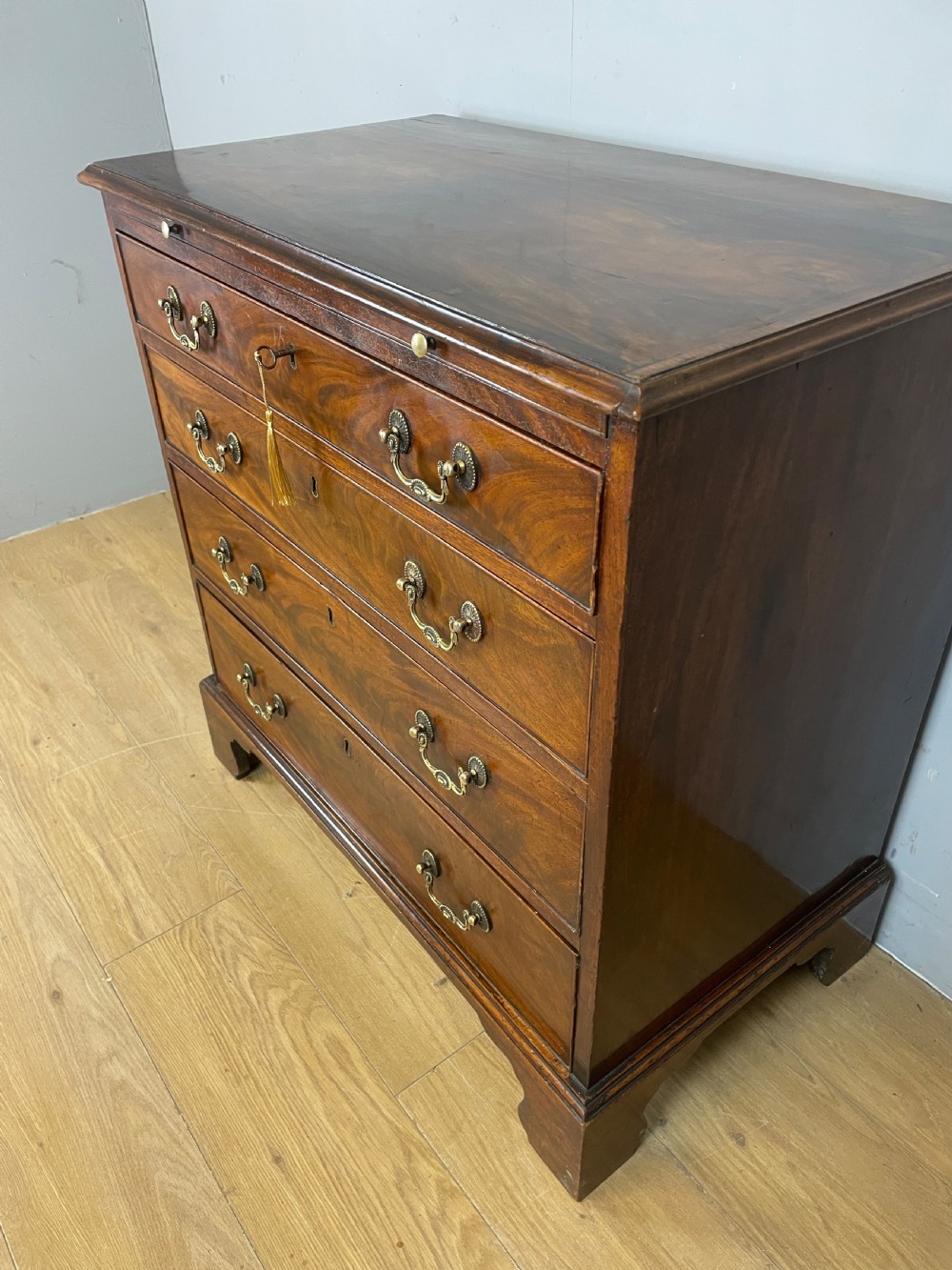 George III flame mahogany dressing chest circa 1770  View XV
