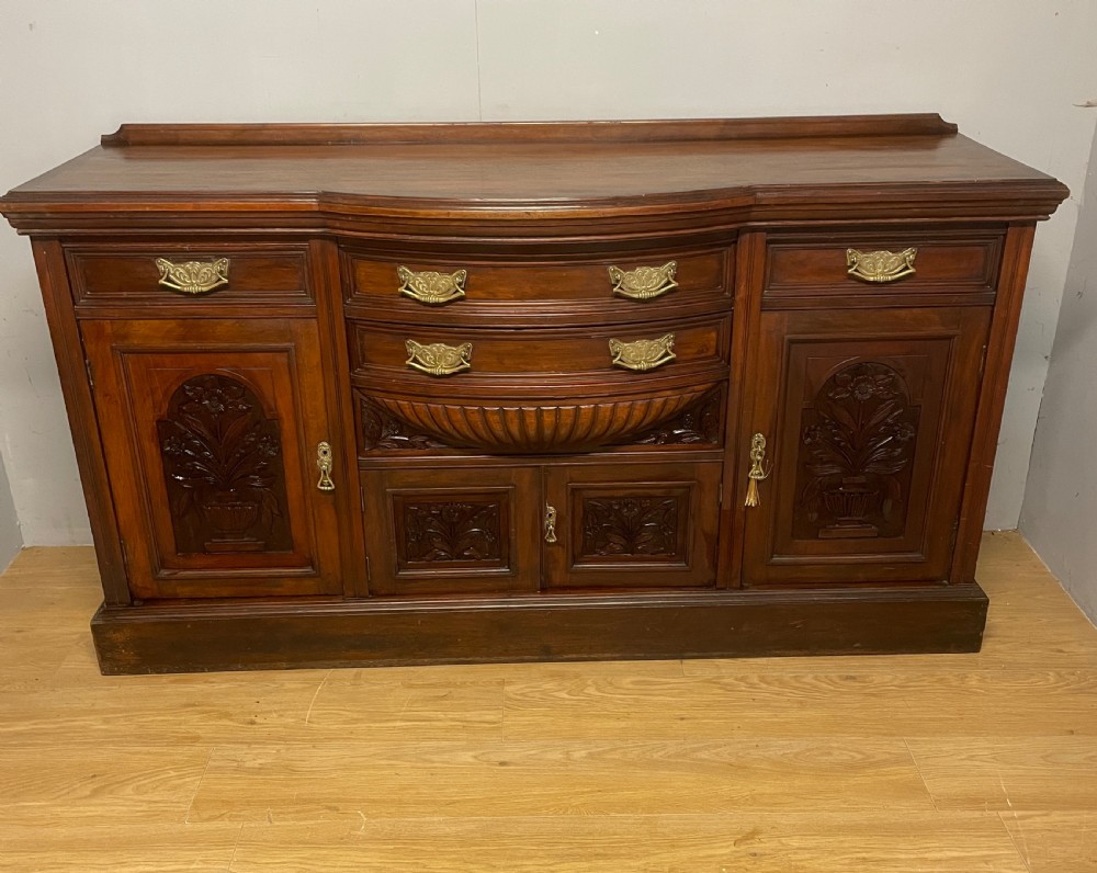 C19th solid carved walnut sideboard 