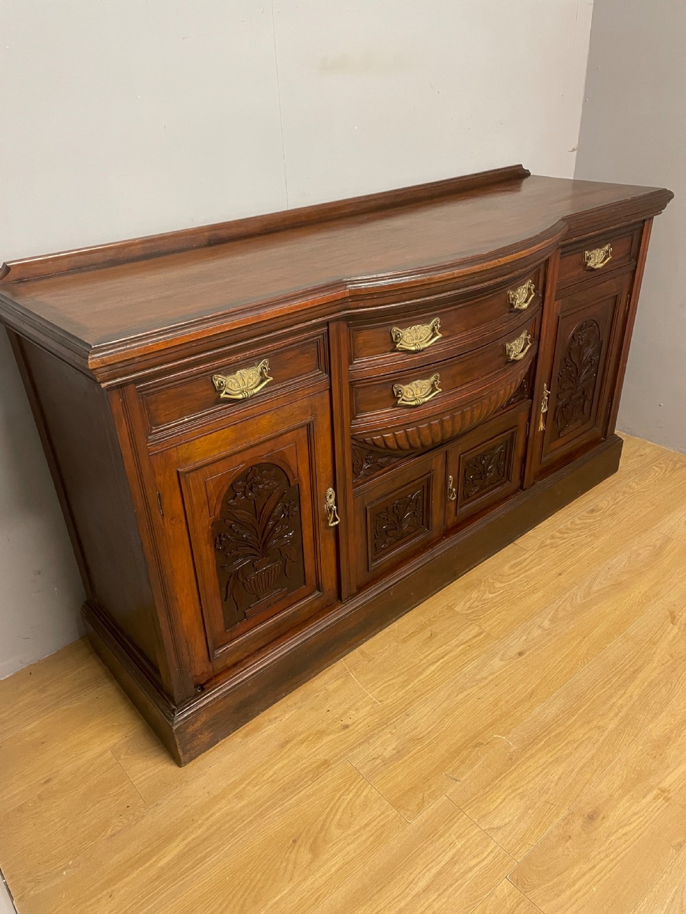 C19th solid carved walnut sideboard  View II