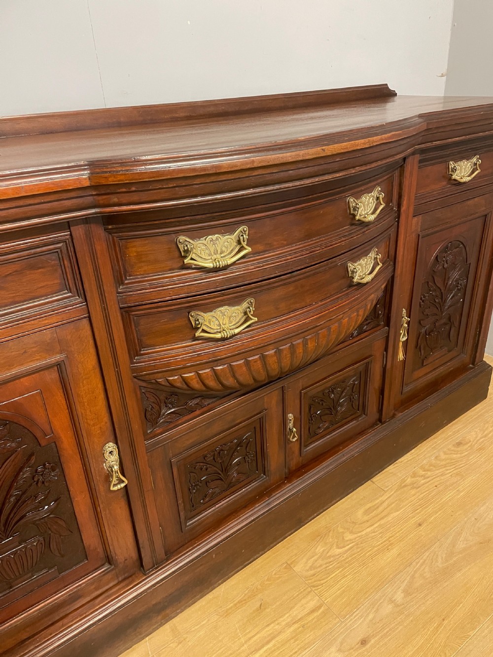 C19th solid carved walnut sideboard  View III