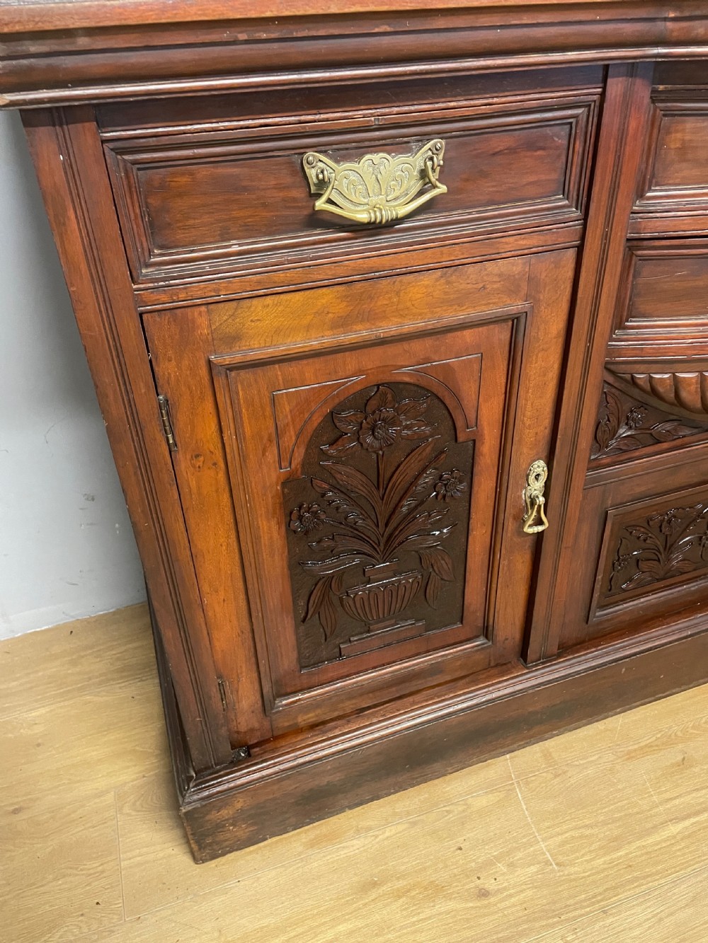 C19th solid carved walnut sideboard  View IV