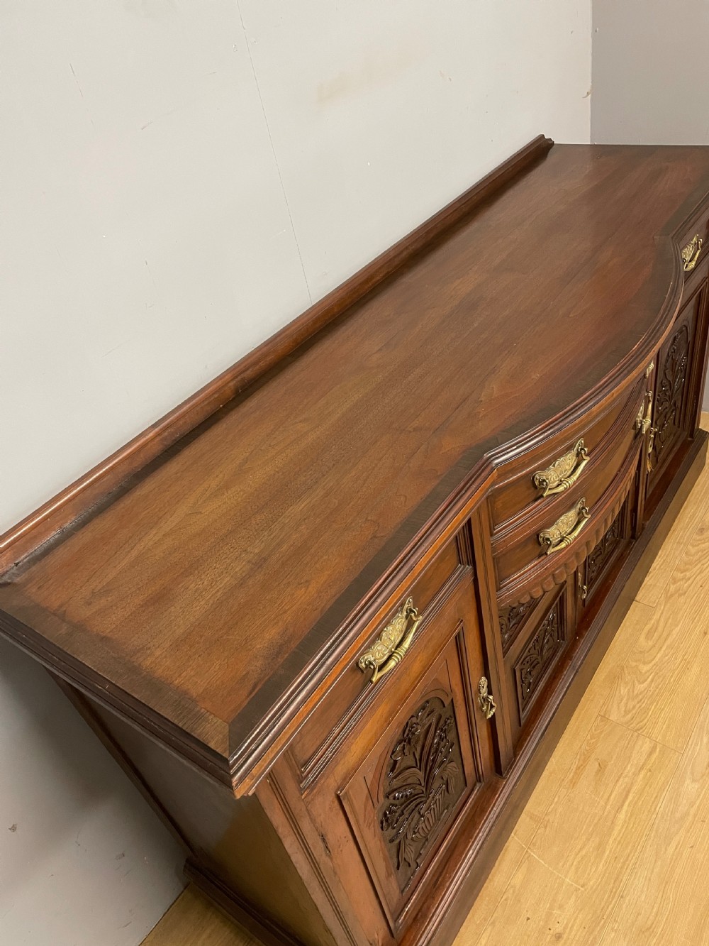 C19th solid carved walnut sideboard  View VI