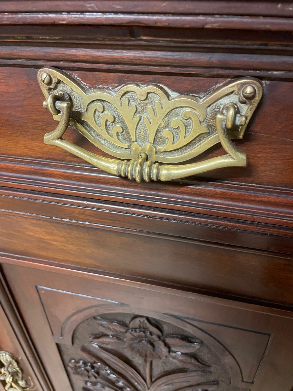 C19th solid carved walnut sideboard  View VIII
