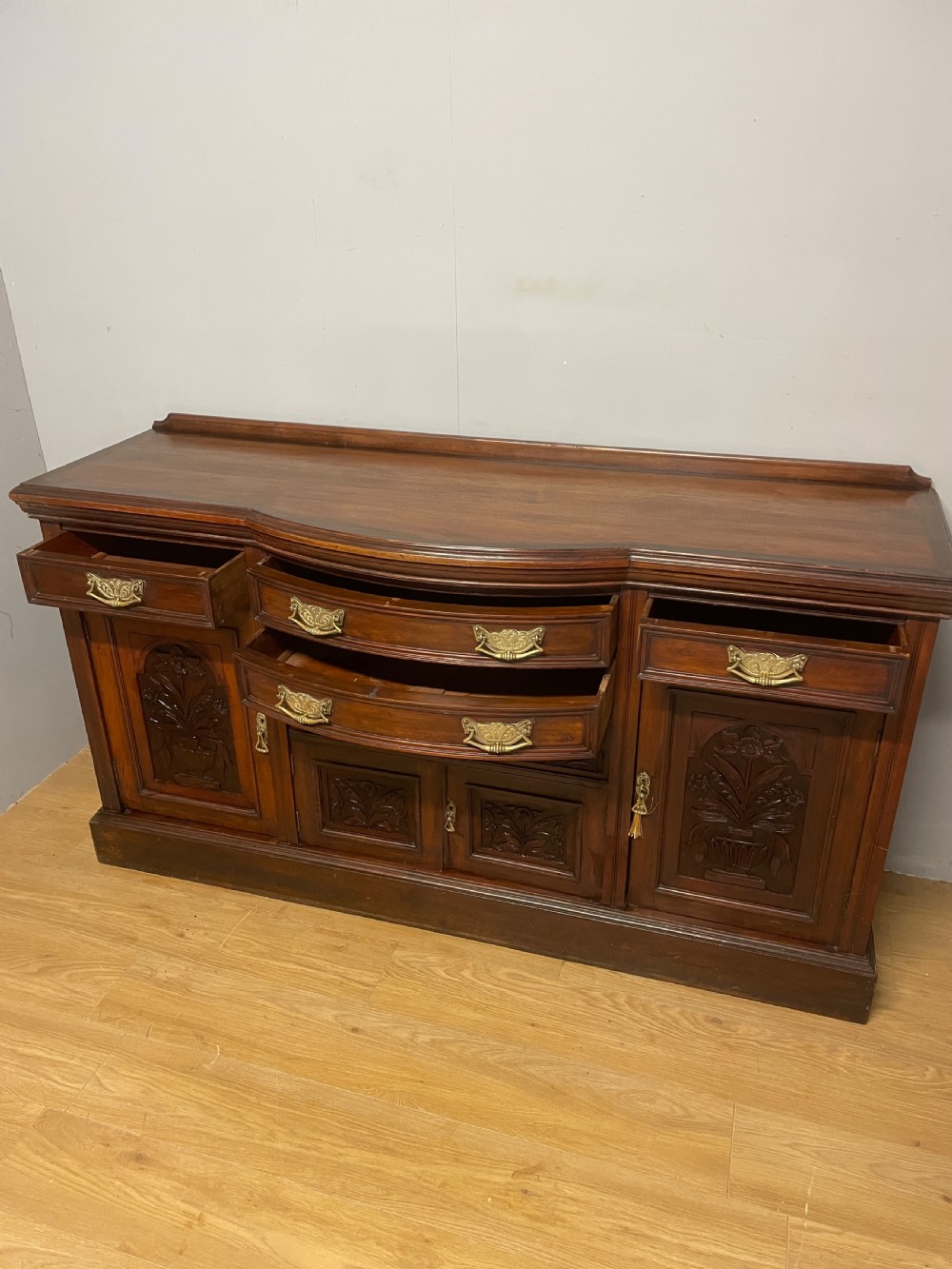 C19th solid carved walnut sideboard  View IX