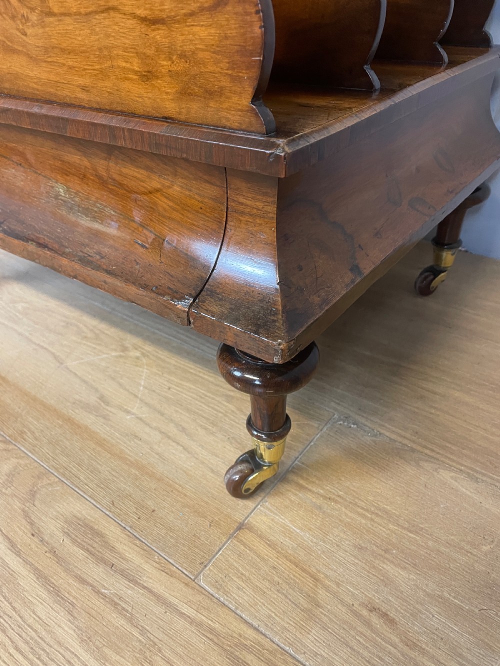 C19TH rosewood Canterbury on turned legs  View III