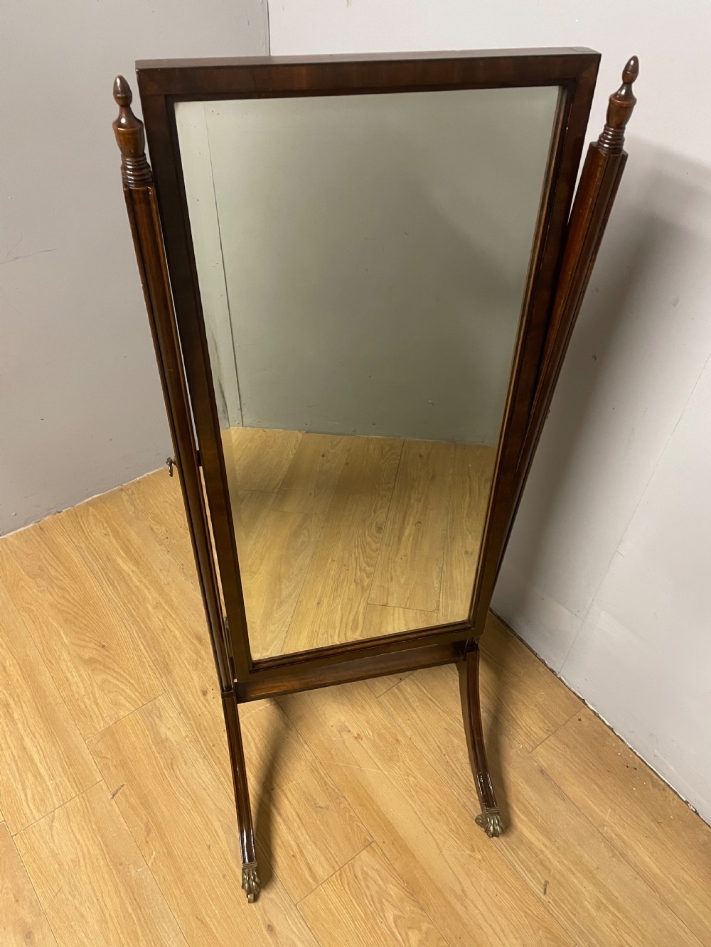 Edwardian mahogany compact cheval mirror  View II