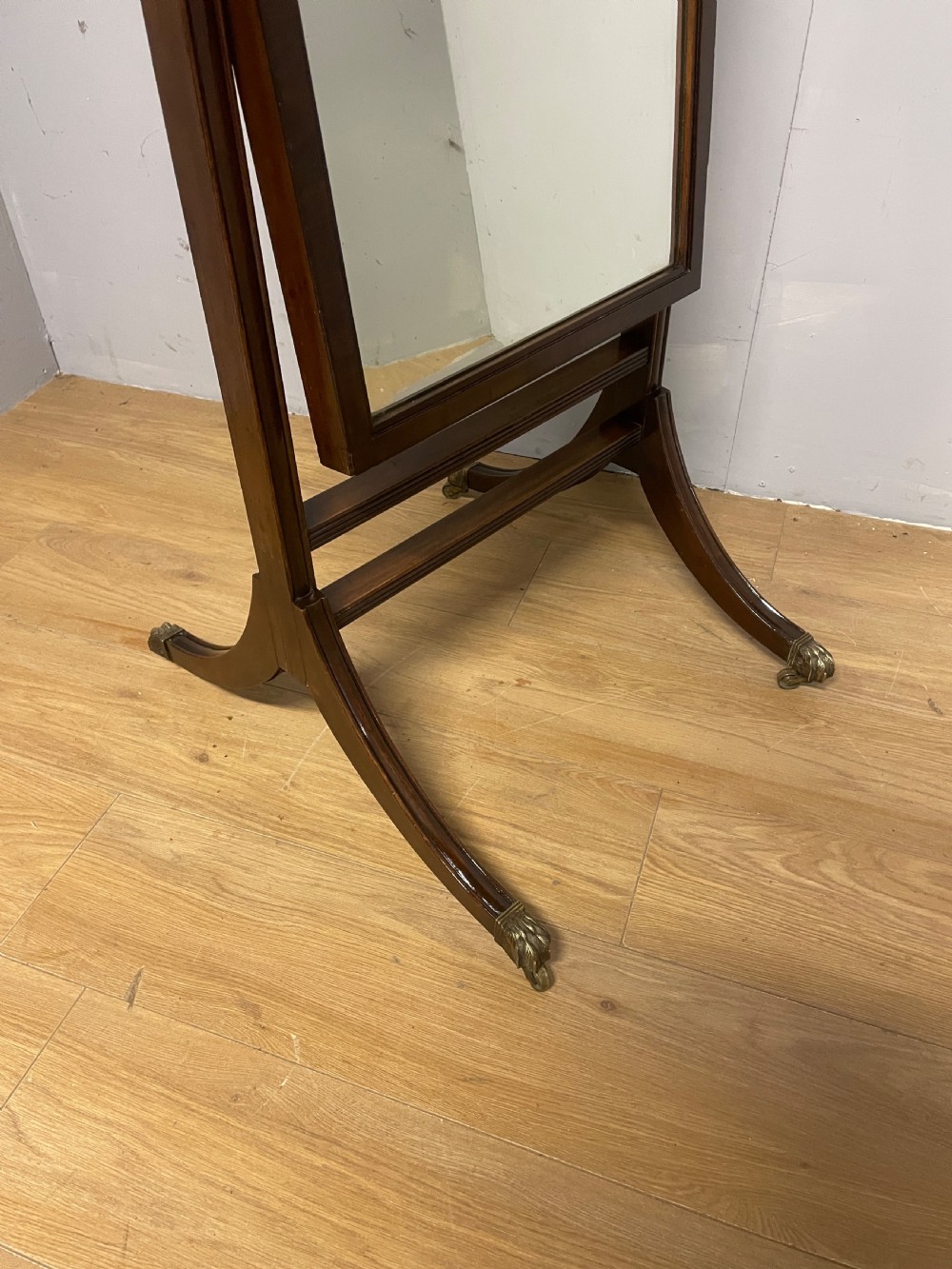 Edwardian mahogany compact cheval mirror  View III