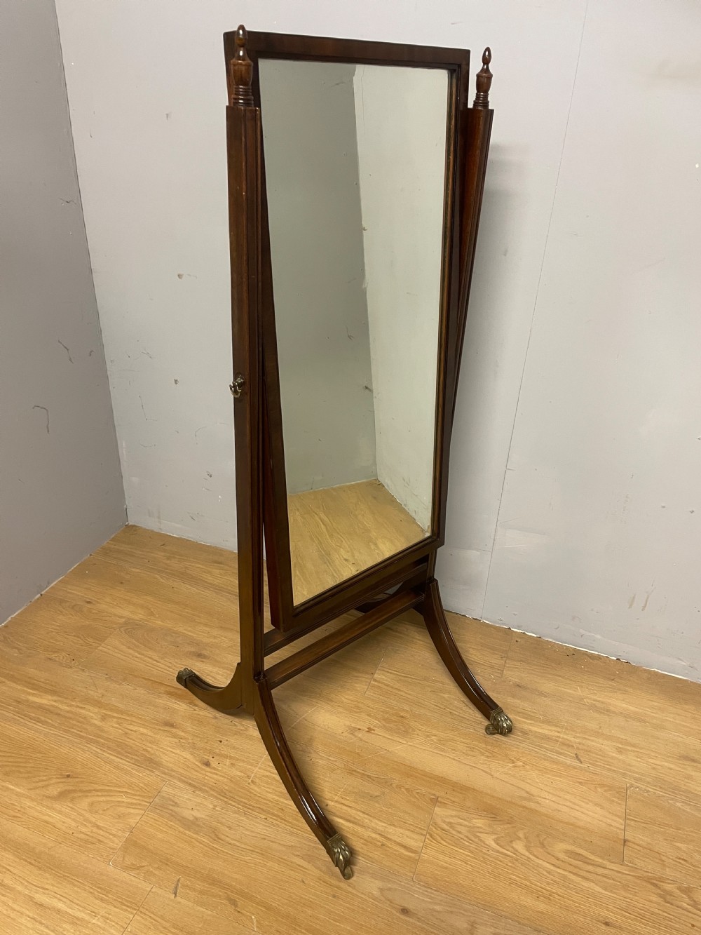 Edwardian mahogany compact cheval mirror  View V