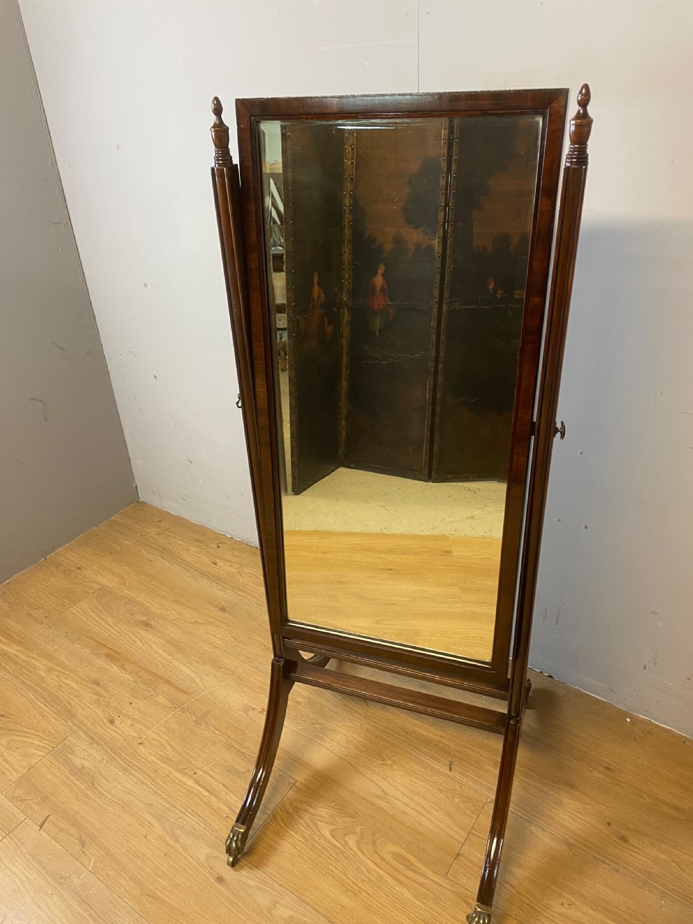 Edwardian mahogany compact cheval mirror  View XII