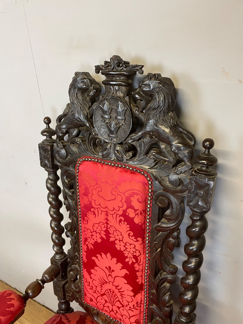 C19TH Jacobean style carved oak armchair  View IV