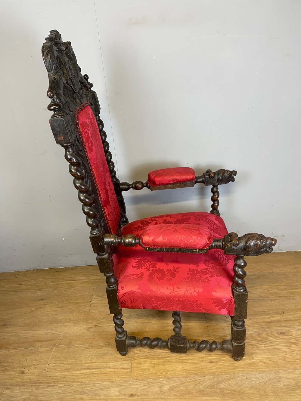 C19TH Jacobean style carved oak armchair  View VI