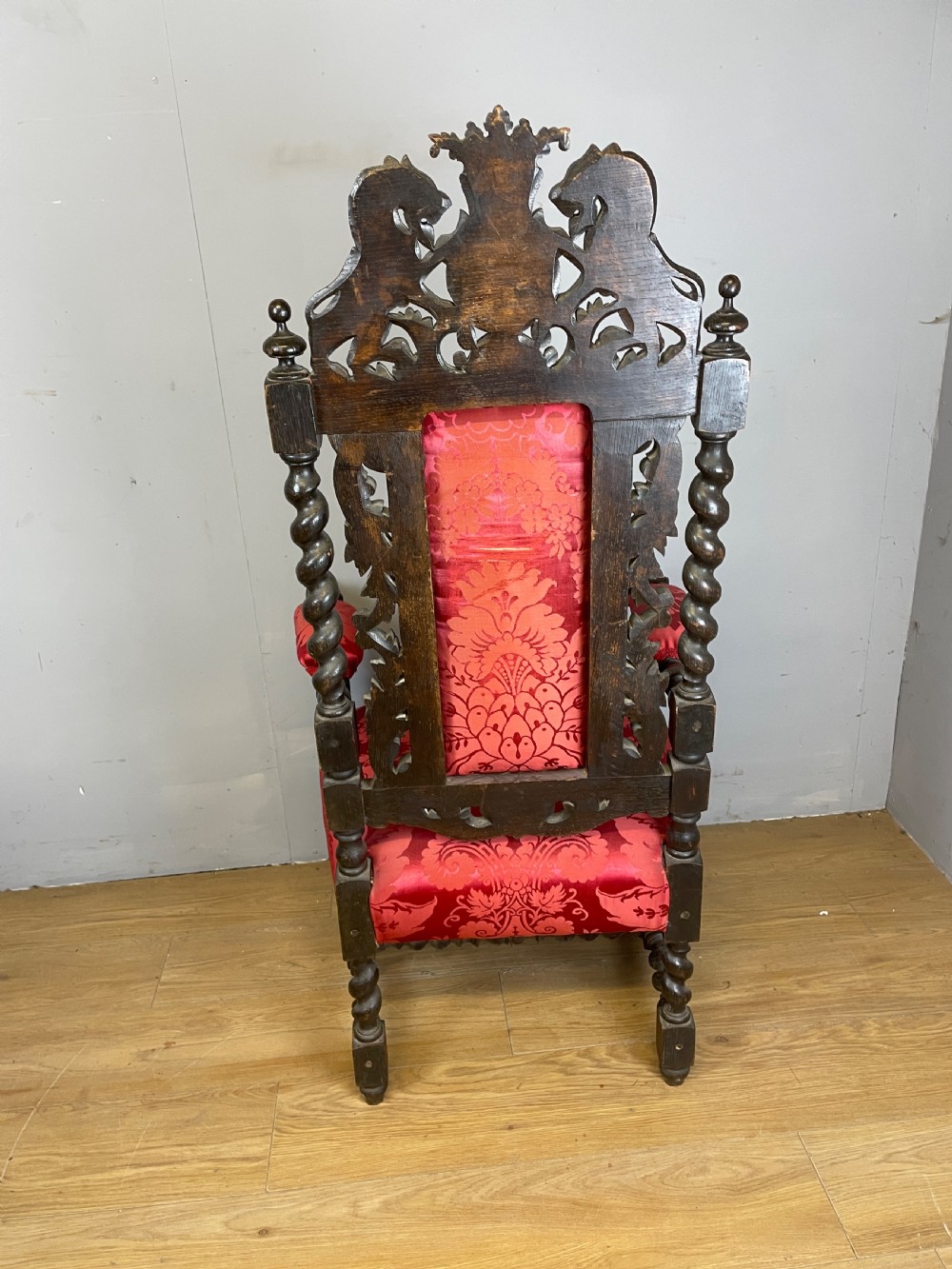 C19TH Jacobean style carved oak armchair  View VIII
