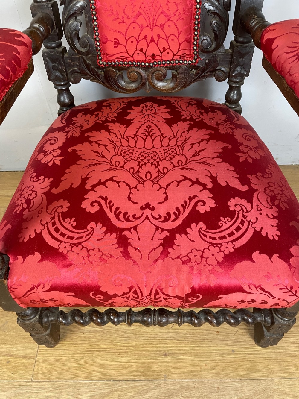 C19TH Jacobean style carved oak armchair  View X