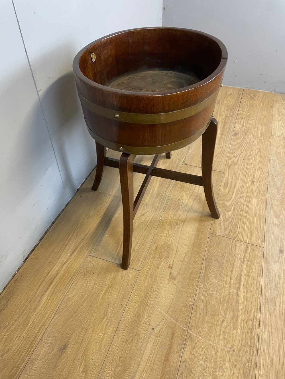 Edwardian oak jardiniere by RA Lister and Co View IV