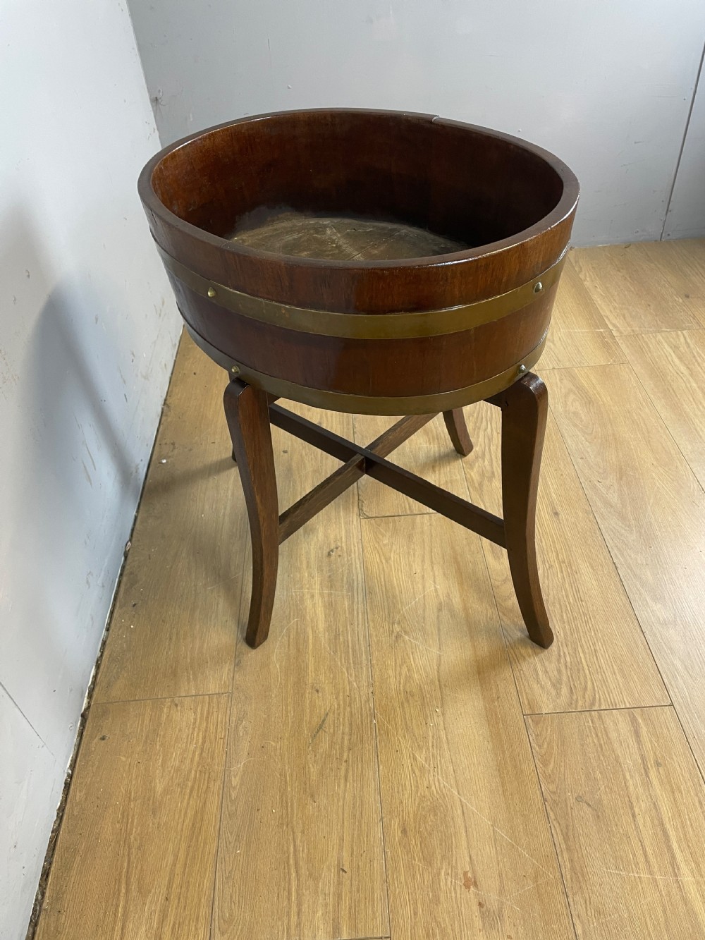 Edwardian oak jardiniere by RA Lister and Co View VII