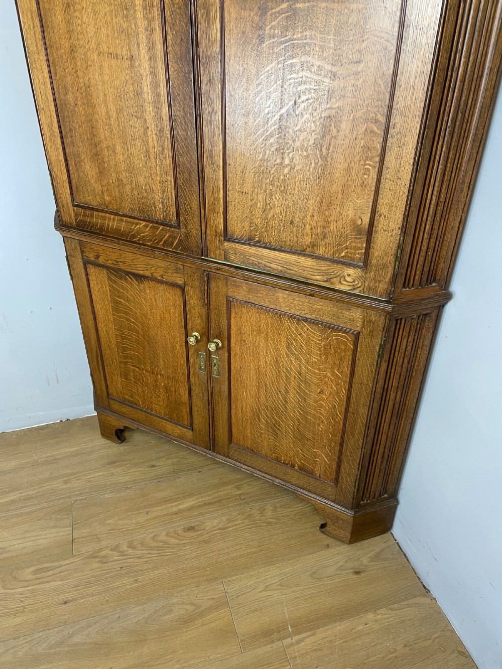 Georgian freestanding golden  oak corner cupboard  View II