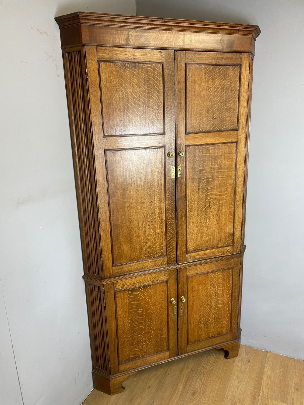 Georgian freestanding golden  oak corner cupboard  View III