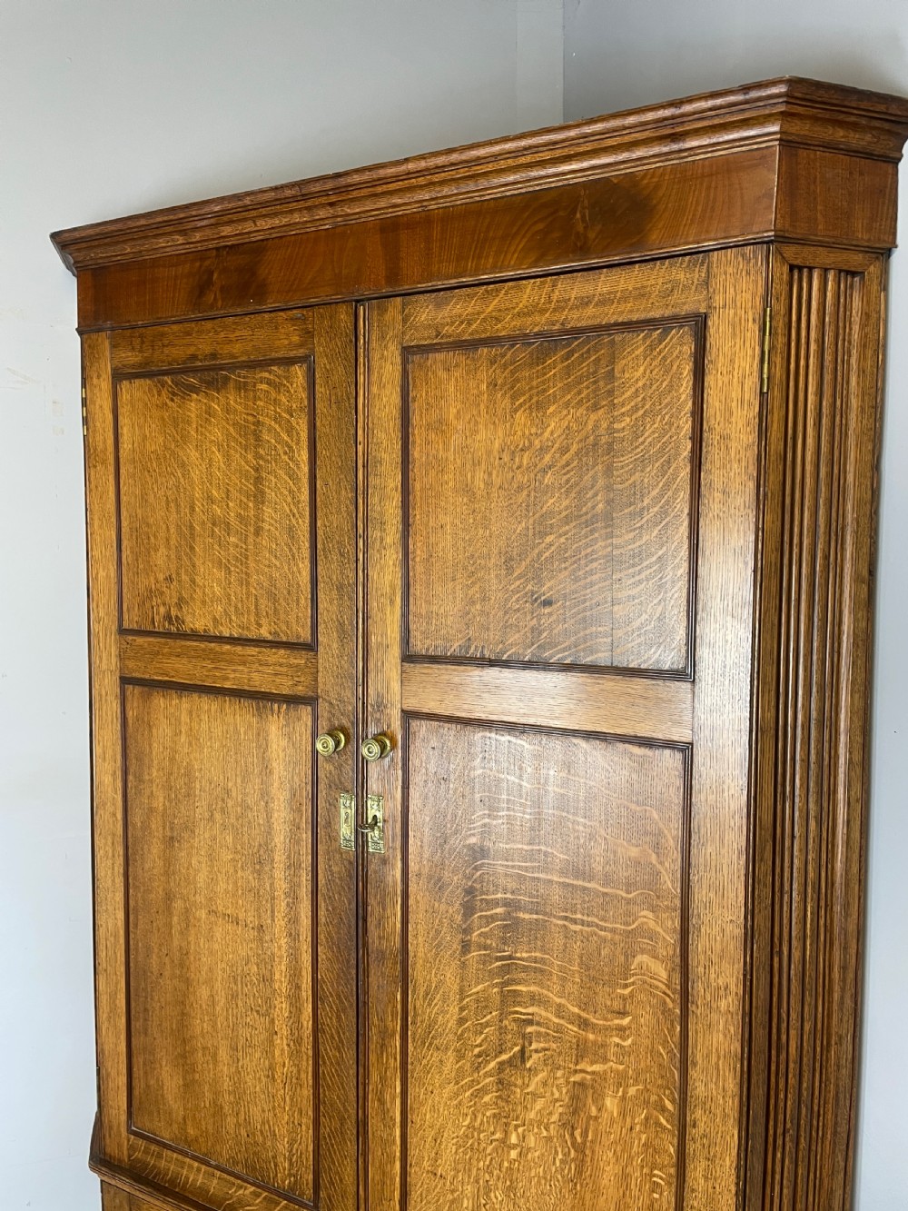 Georgian freestanding golden  oak corner cupboard  View IV