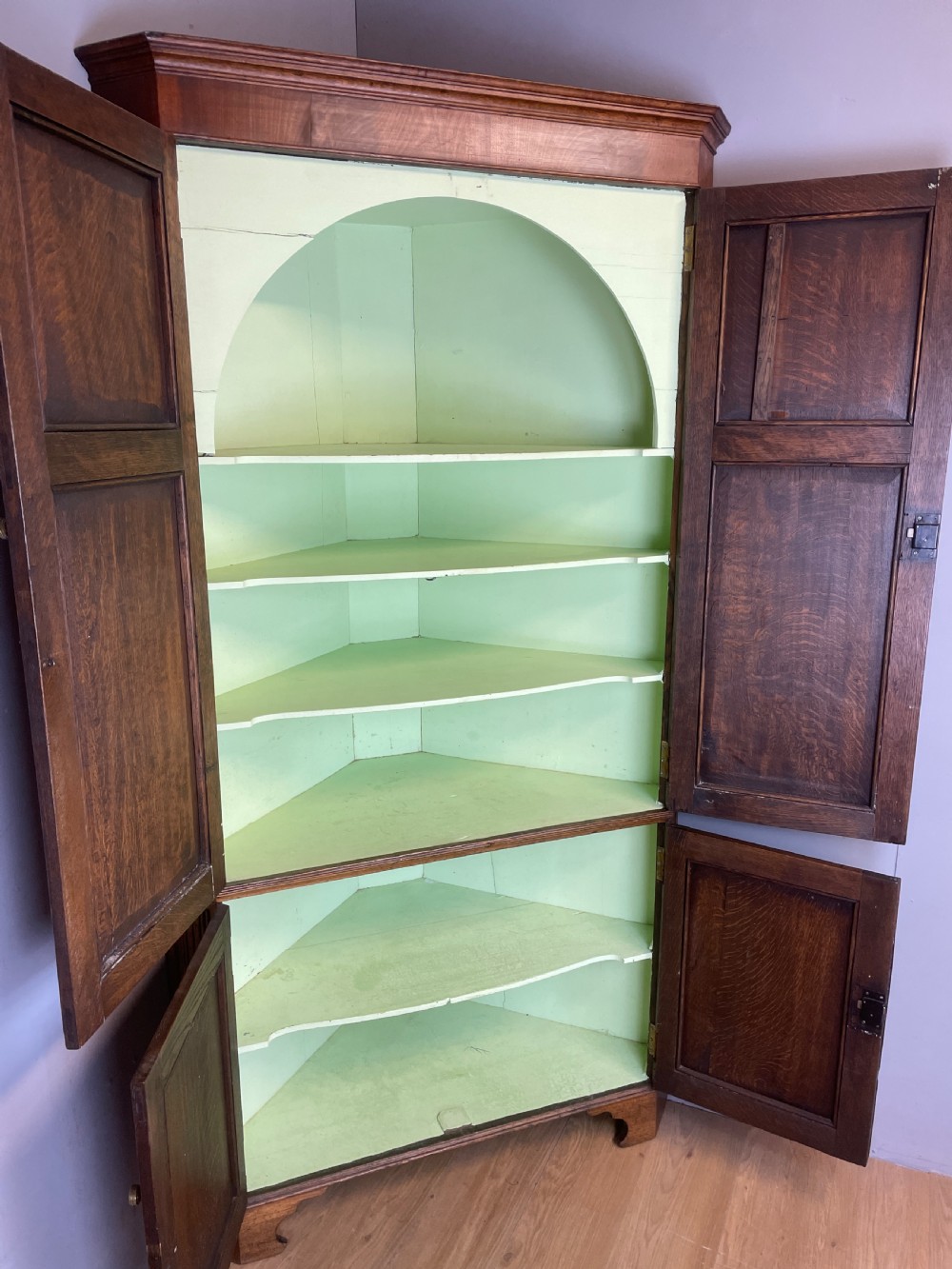 Georgian freestanding golden  oak corner cupboard  View VIII