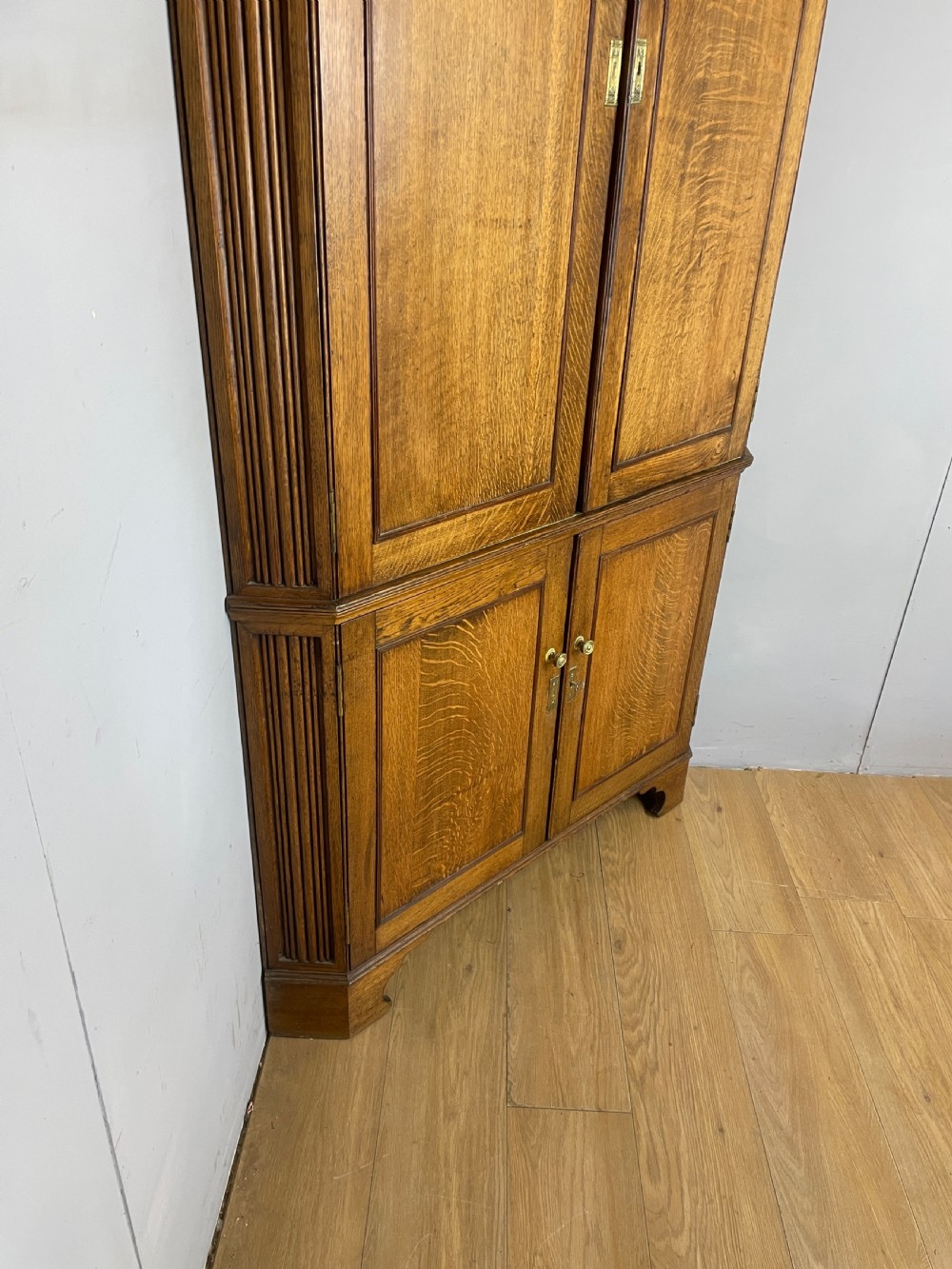 Georgian freestanding golden  oak corner cupboard  View IX