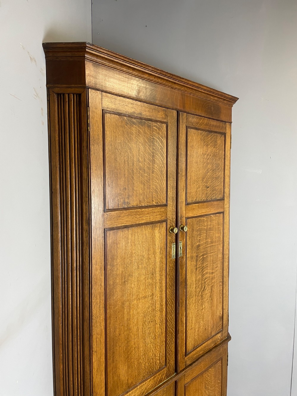 Georgian freestanding golden  oak corner cupboard  View X