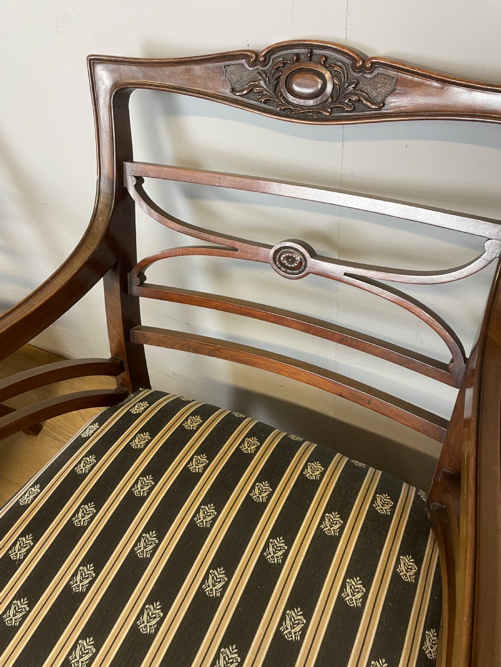 C19th Pair of Georgian style mahogany open arm chairs  View III