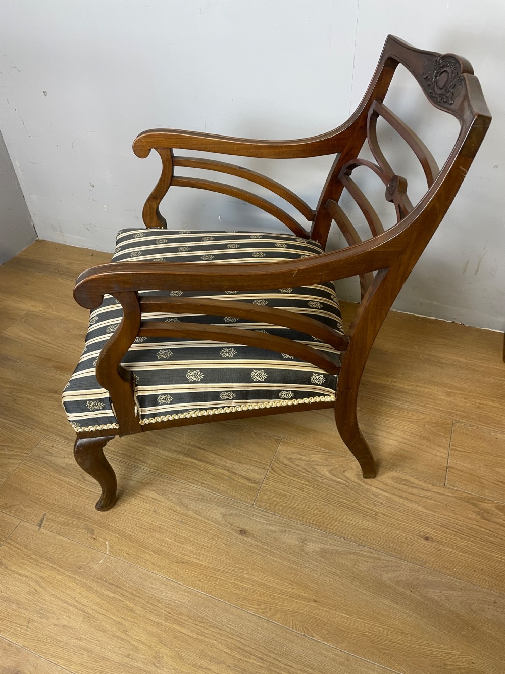 C19th Pair of Georgian style mahogany open arm chairs  View VI