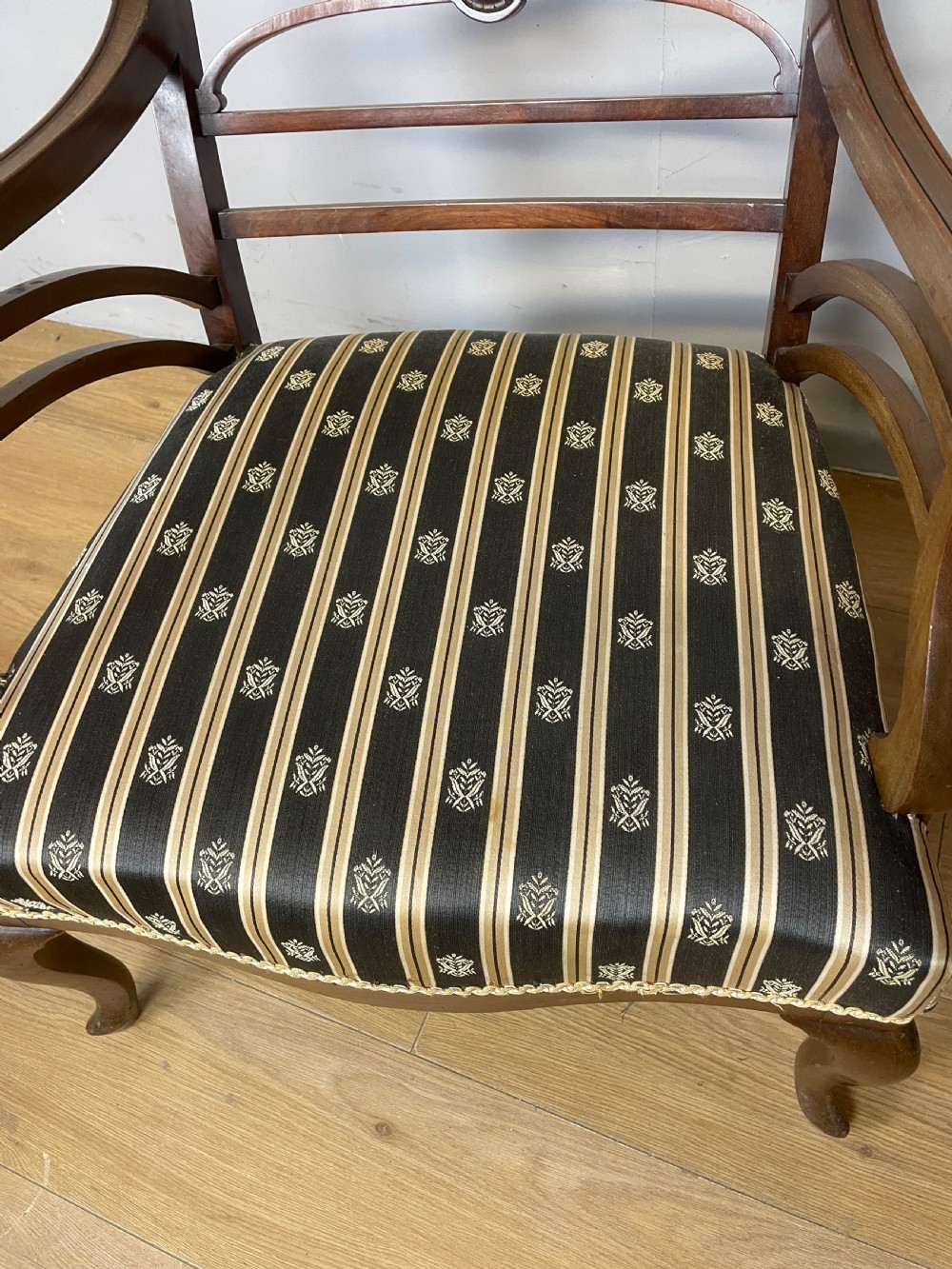 C19th Pair of Georgian style mahogany open arm chairs  View VIII